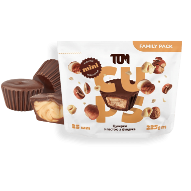 MIni Cups dark chocolate with hazelnuts butter, 25pcs